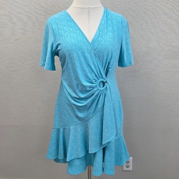 Michael Kors Turquoise Paisley And Eyelet Dress - Size XL - Picture 3 of 5